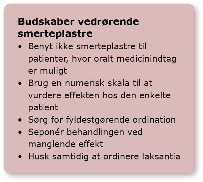 Budskaber vedrørende smerteplastre