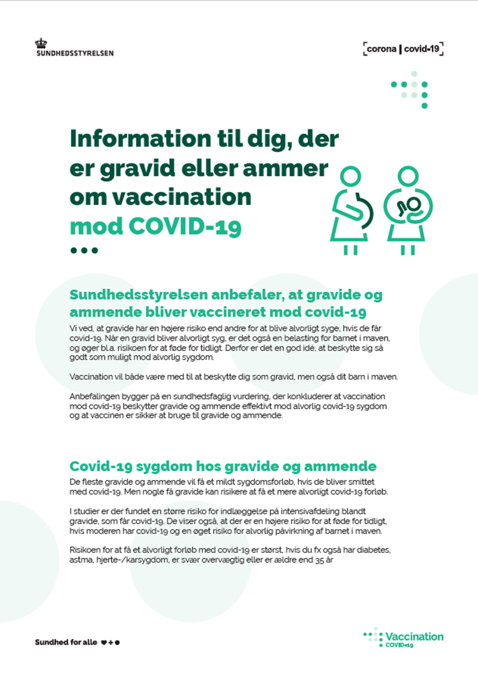 Pjece - Information til gravide og ammende om vaccination mod covid-19