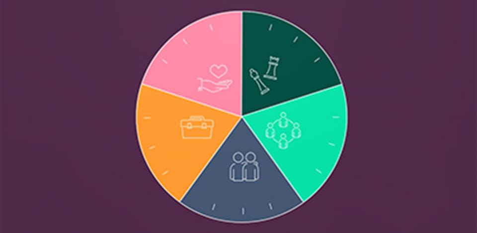 Figur med cirkel inddelt i fem dele